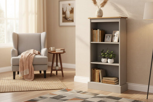 Corona Grey Bookcase Wax Low Narrow - Luminex FurnitureBookcaseCRG948