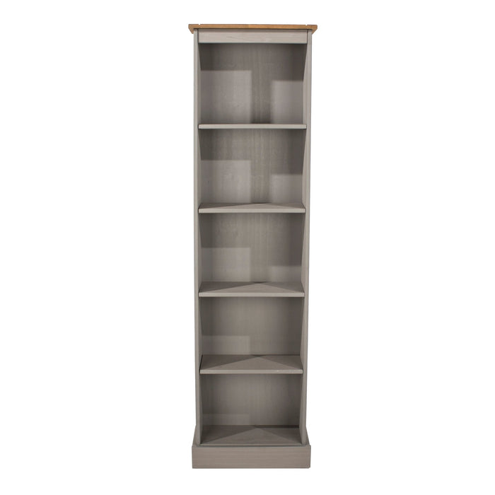 Corona Grey Bookcase Wax Tall Narrow Bookcases - LuminexFurnitureBookcaseCRG946