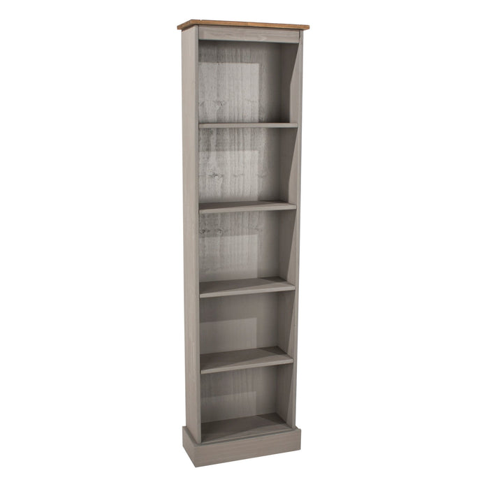 Corona Grey Bookcase Wax Tall Narrow Bookcases - LuminexFurnitureBookcaseCRG946