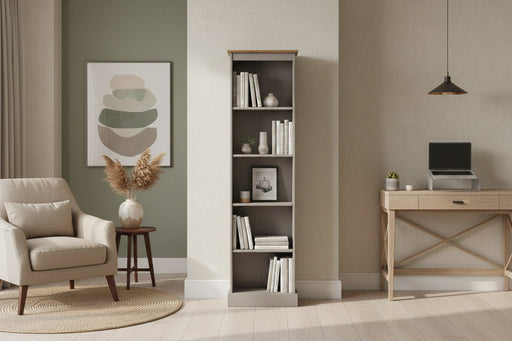Corona Grey Bookcase Wax Tall Narrow Bookcases - Luminex FurnitureBookcaseCRG946