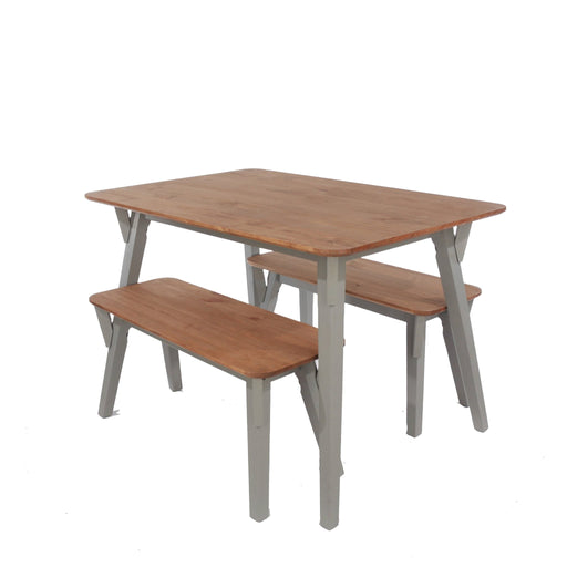 Corona Grey Dining Set 120cm Kitchen Table & 2 Bench - LuminexFurnitureDining SetCRGTBSET31