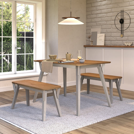Corona Grey Dining Set 120cm Kitchen Table & 2 Bench - LuminexFurnitureDining SetCRGTBSET31