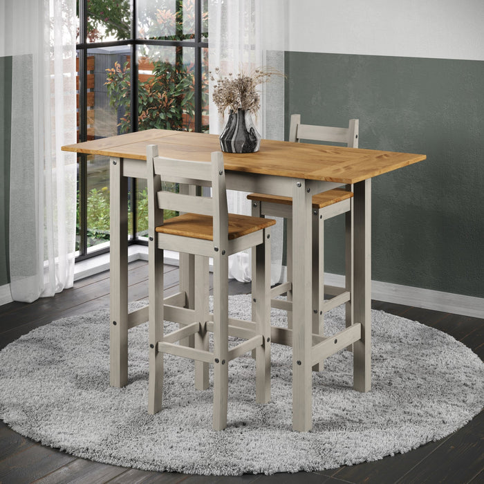 Corona Grey Dining Set High Bar Drop Leaf Table & 2 Chairs - LuminexFurnitureDining SetCRGTBSET12