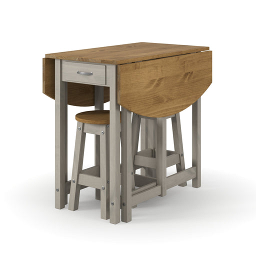 Corona Grey Dining Set - Oval Drop Leaf Table & 2 Stools - LuminexFurnitureDining SetCRGTBSET5