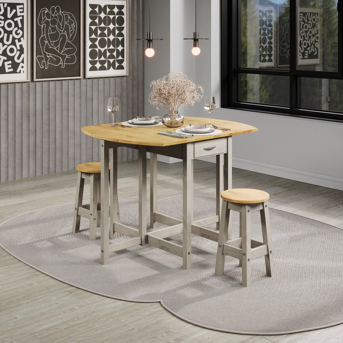 Corona Grey Dining Set - Oval Drop Leaf Table & 2 Stools - LuminexFurnitureDining SetCRGTBSET5