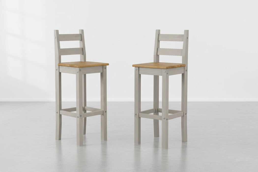Corona Grey High Bar Chair (pair) Antique Waxed Pine - Luminex FurnitureChairsCRG104