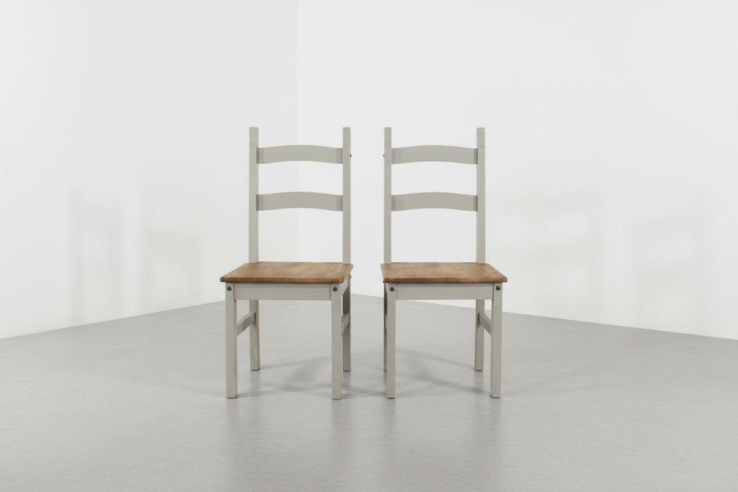 Corona Grey Solid Pine Chairs (pair) Wax Antique Waxed - Luminex FurnitureChairsCRG105