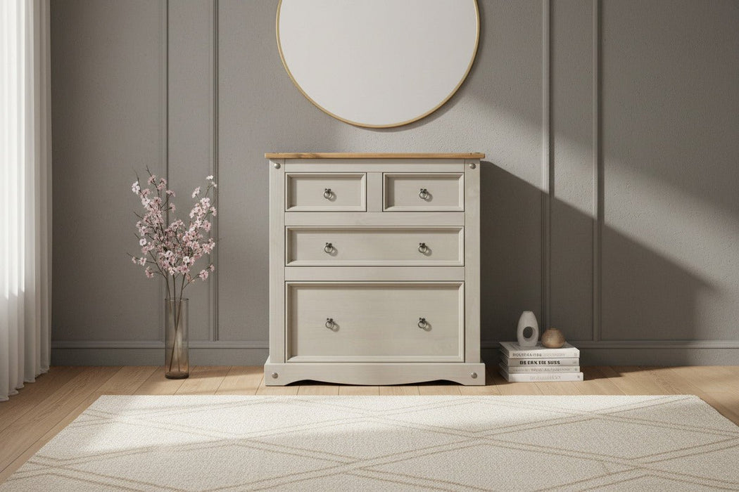 Corona Grey Wax 2+2 Drawer Chest of Drawers - Luminex FurnitureChest of DrawersCRG512
