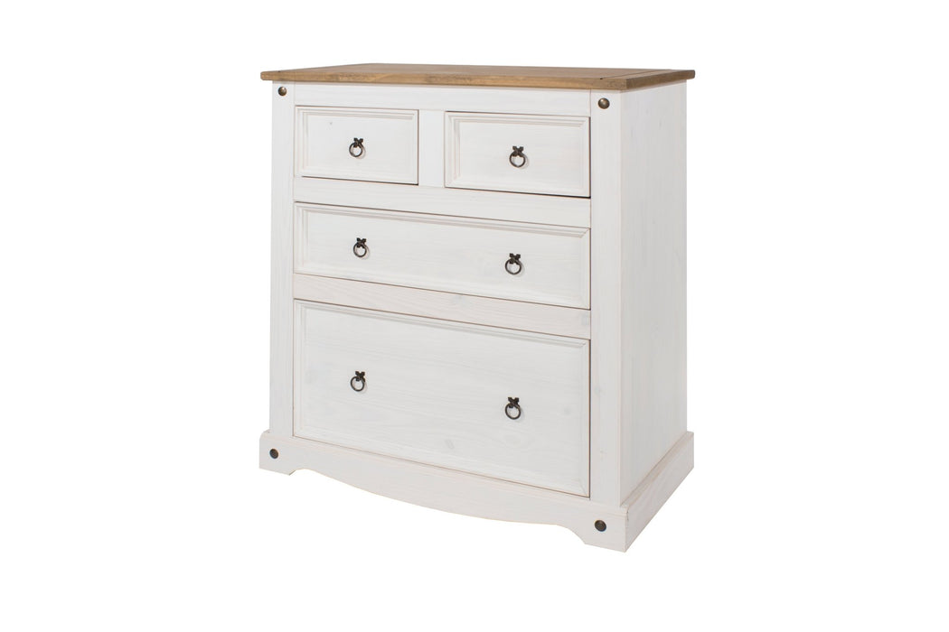Corona White 2+2 Drawer Chest – White Wax - LuminexFurnitureChest of DrawersCRW112