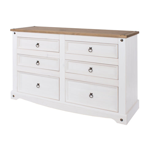 Corona White 3+3 Drawer Wide Chest – White Wax - LuminexFurnitureChest of DrawersCRW113