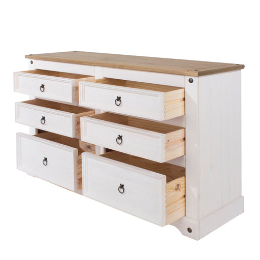 Corona White 3+3 Drawer Wide Chest – White Wax - LuminexFurnitureChest of DrawersCRW113