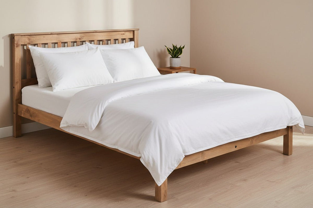 Corona White & Antique Wax Double Slatted Low End Bedstead - Luminex FurnitureWooden BedsCRW460LE