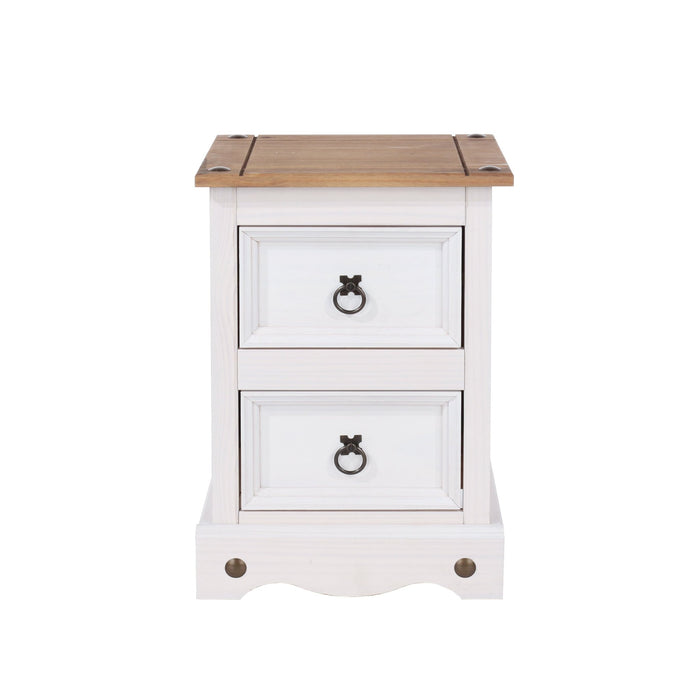 Corona White Bedside Table 2 Drawer Petite Cabinet - LuminexFurnitureBedside TableCRW109