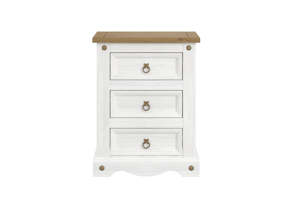 Corona White Bedside Table 3 Drawer Cabinet - LuminexFurnitureBedside TableCRW111