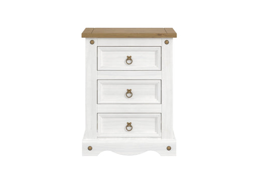 Corona White Bedside Table 3 Drawer Cabinet - LuminexFurnitureBedside TableCRW111