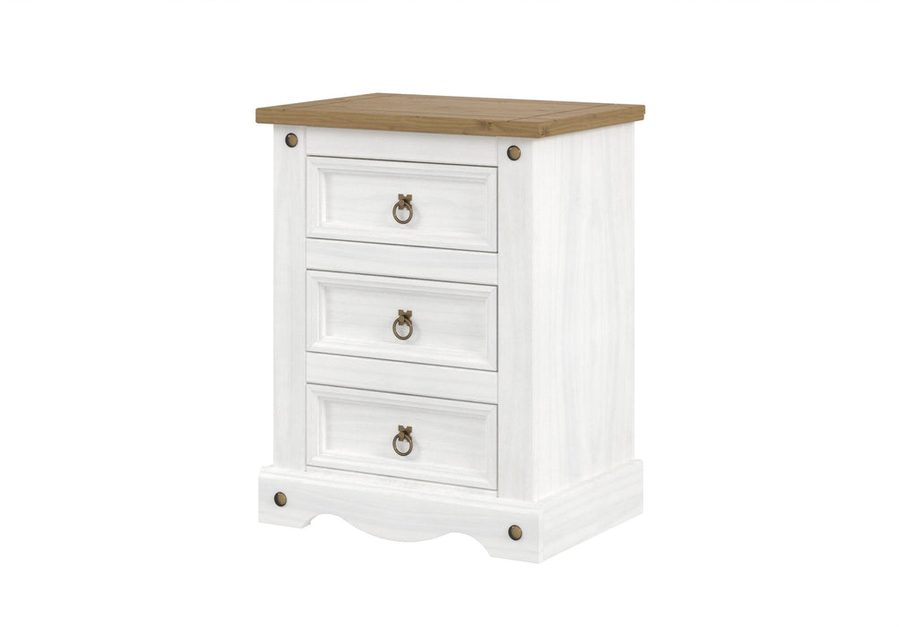 Corona White Bedside Table 3 Drawer Cabinet - LuminexFurnitureBedside TableCRW111