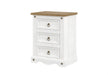 Corona White Bedside Table 3 Drawer Cabinet - LuminexFurnitureBedside TableCRW111