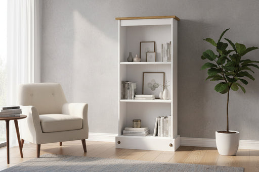 Corona White Bookcase Low Narrow - Luminex Furniture