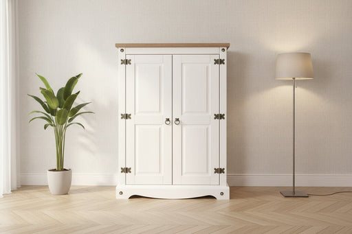 Corona White Bookcase Wax 2 Door Cupboard Unit - Luminex FurnitureBookcaseCRW722