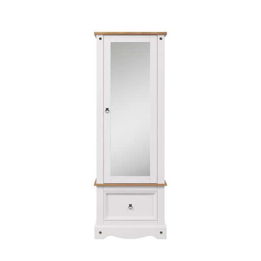 Corona White Wardrobe Antique Waxed Pine - LuminexFurnitureWardrobeCRW125