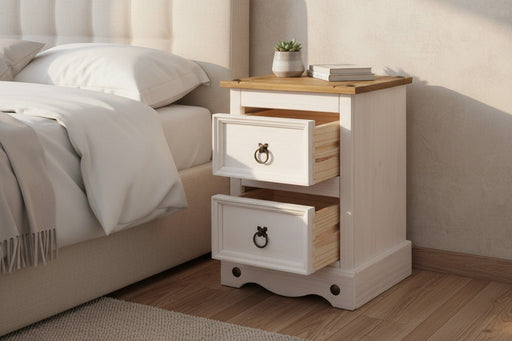 Corona White Wax Petite 2 Drawer Bedside Table - Luminex FurnitureBedside TableCRW109