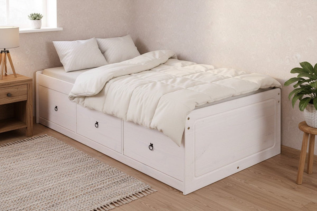 Corona White Wax Single Cabin Bed with Storage - Luminex FurnitureWooden BedsCRW800