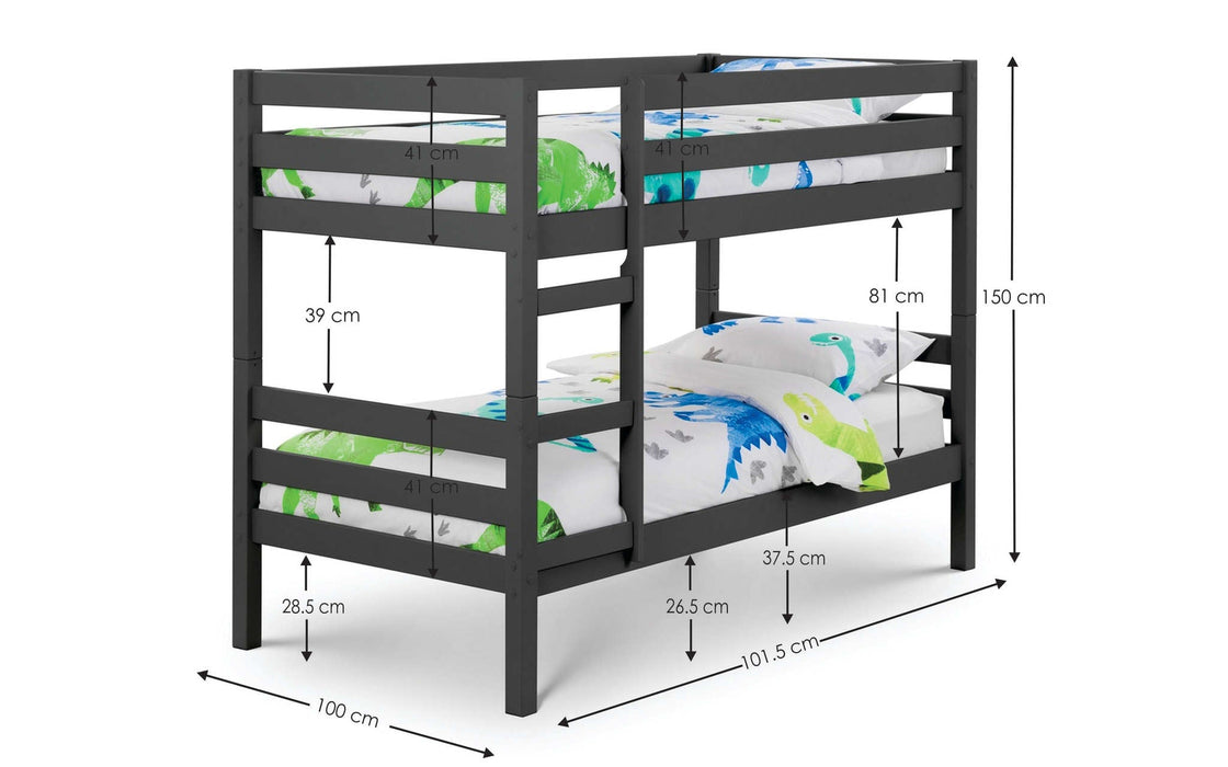 Cosmo Bunk Bed Anthracite – Solid Pine Kids’ Bunk - Luminex FurnitureBunk BedCAM605