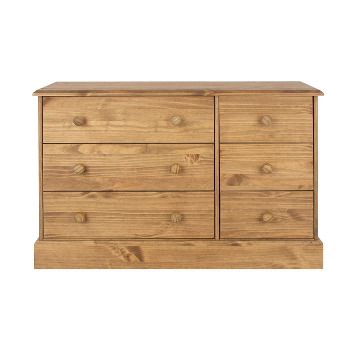 Cotswold 3+3 Drawer Wide Chest – Antique Waxed Pine - LuminexFurnitureChest of drawersCT133