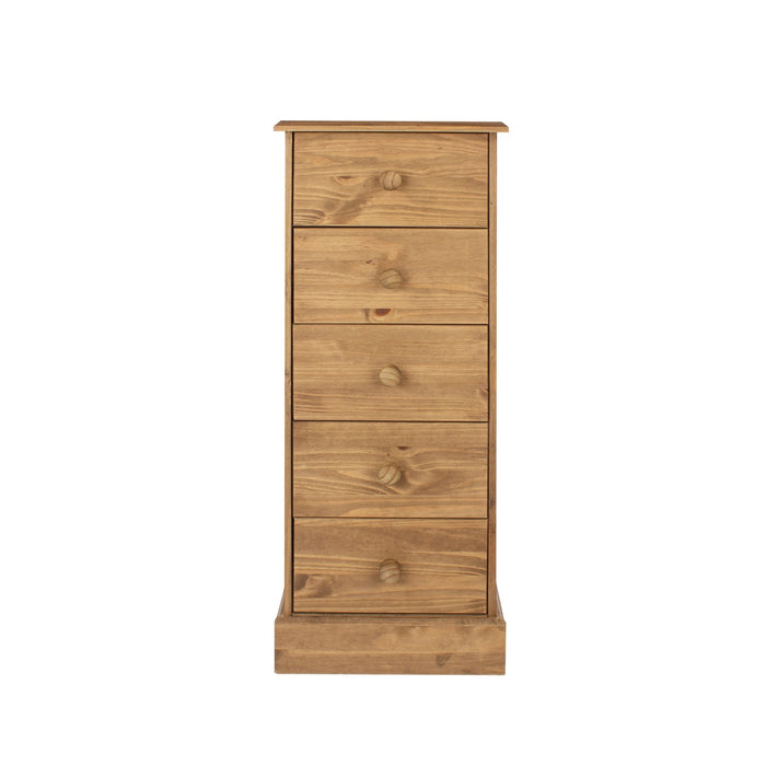 Cotswold 5 Drawer Narrow Chest – Antique Waxed Pine - LuminexFurnitureChest of drawersCT117
