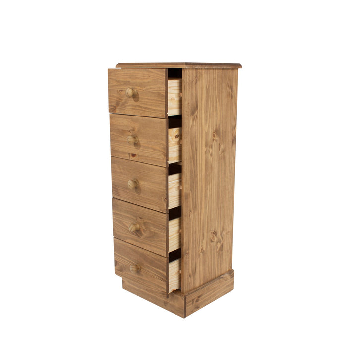 Cotswold 5 Drawer Narrow Chest – Antique Waxed Pine - LuminexFurnitureChest of drawersCT117