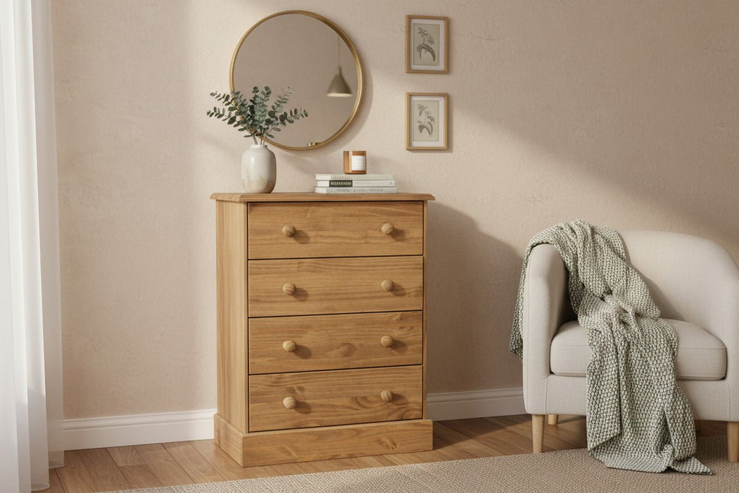 Cotswold Antique Waxed Pine 4 Drawer Chest of Drawers - Luminex FurnitureChest of DrawersCT114