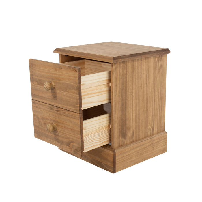 Cotswold Bedside Table 2 Drawer Cabinet Antique Waxed Pine - LuminexFurnitureBedside TableCT110