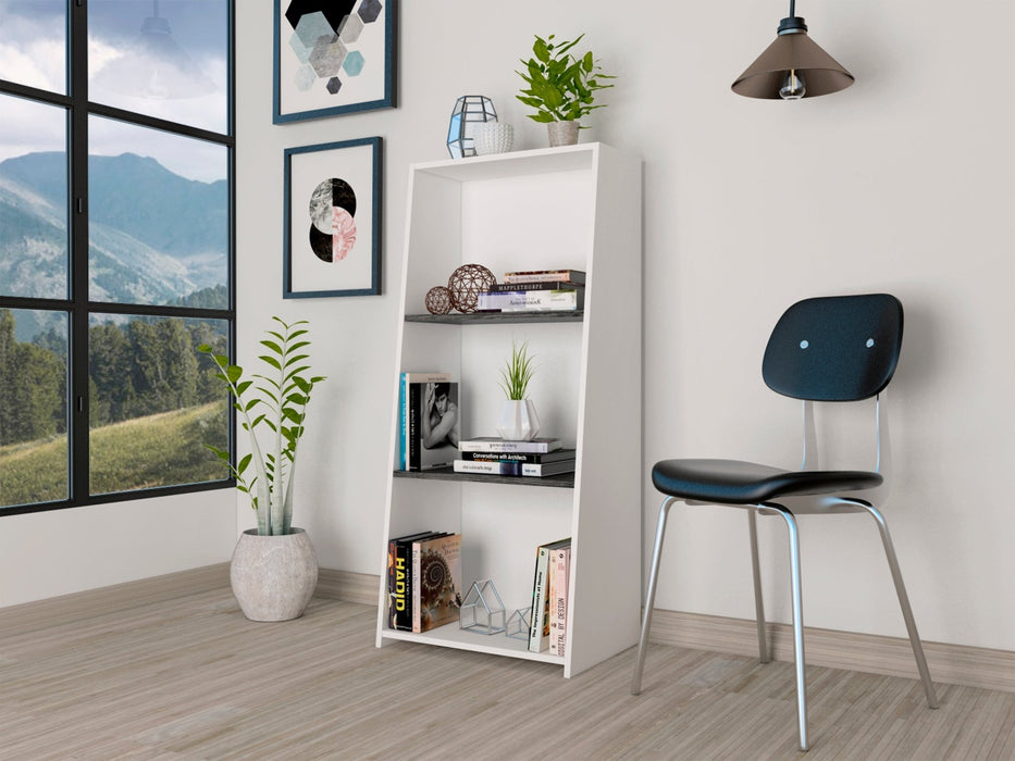 Dallas Bookcase White Low With 3 Shelves - LuminexFurnitureBookcaseDL203