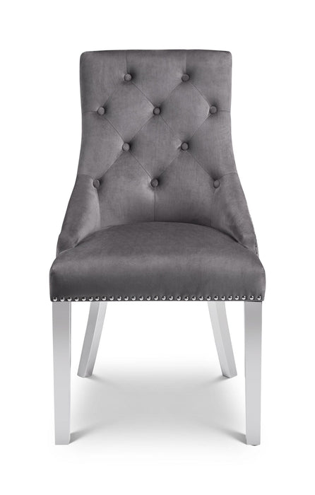 Dalton Lion Head Grey Velvet Dining Chairs – Set of 2 - Luminex FurnitureChairsGLA002