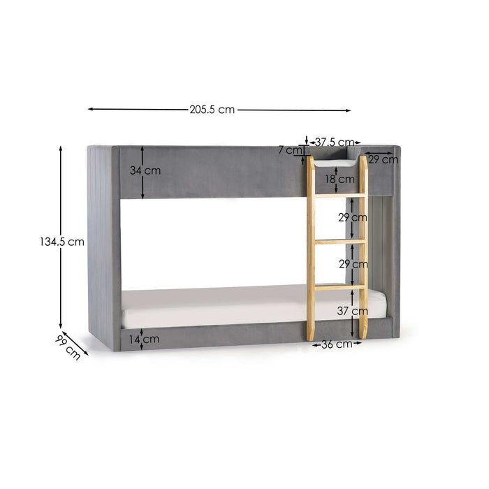 Dandelion Bunk – Grey Velvet Kids’ Bunk Bed - Luminex FurnitureBunk BedDAY001