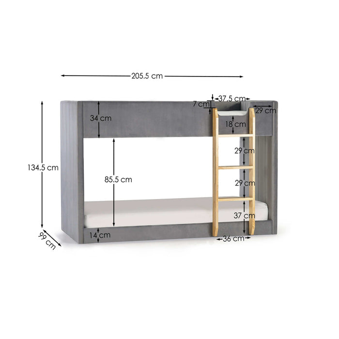 Dandelion Bunk – Grey Velvet Kids’ Bunk Bed - Luminex FurnitureBunk BedDAY001