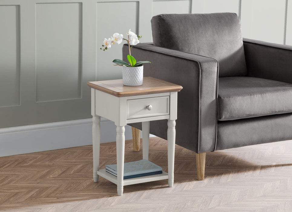 Daphne 1 Drawer Lamp Table – Grey & Limed Oak Effect - Luminex FurnitureLamp TablePRO104