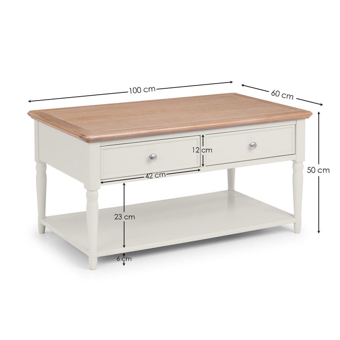 Daphne Coffee Table – Grey & Limed Oak | Elegant 2 Drawer Table - Luminex FurnitureCoffee TablePRO105