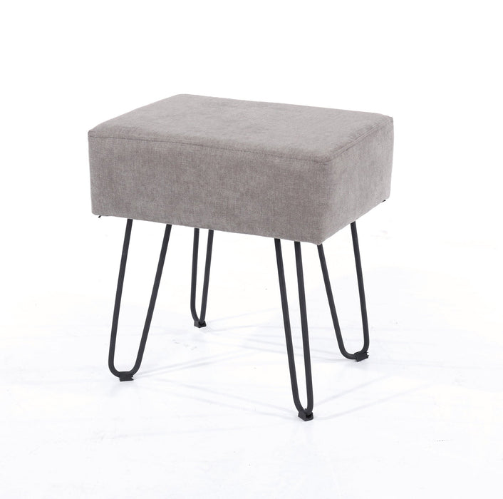 Dark Grey Fabric Upholstered Stool with Black Metal Legs - LuminexFurnitureStoolSTL - 6GYF