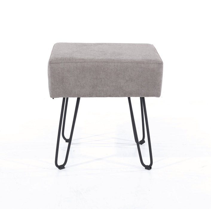 Dark Grey Fabric Upholstered Stool with Black Metal Legs - LuminexFurnitureStoolSTL - 6GYF