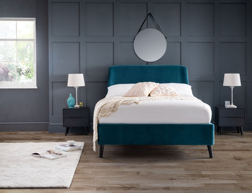 Delaney Curved Velvet Bed - Teal or Grey - Luminex FurnitureFabric BedsFRI001