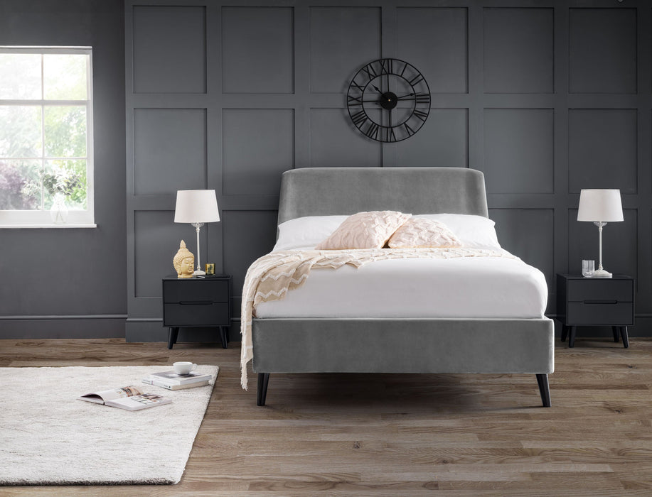 Delaney Curved Velvet Bed - Teal or Grey - Luminex FurnitureFabric BedsFRI011