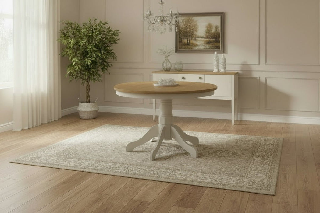 Delphine Ivory & Oak Round Pedestal Table - Luminex FurnitureDining TableDAV006