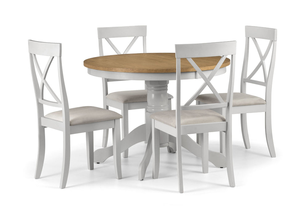 Delphine Oak & Elephant Grey Round Pedestal Table - Luminex FurnitureDining TableDAV204