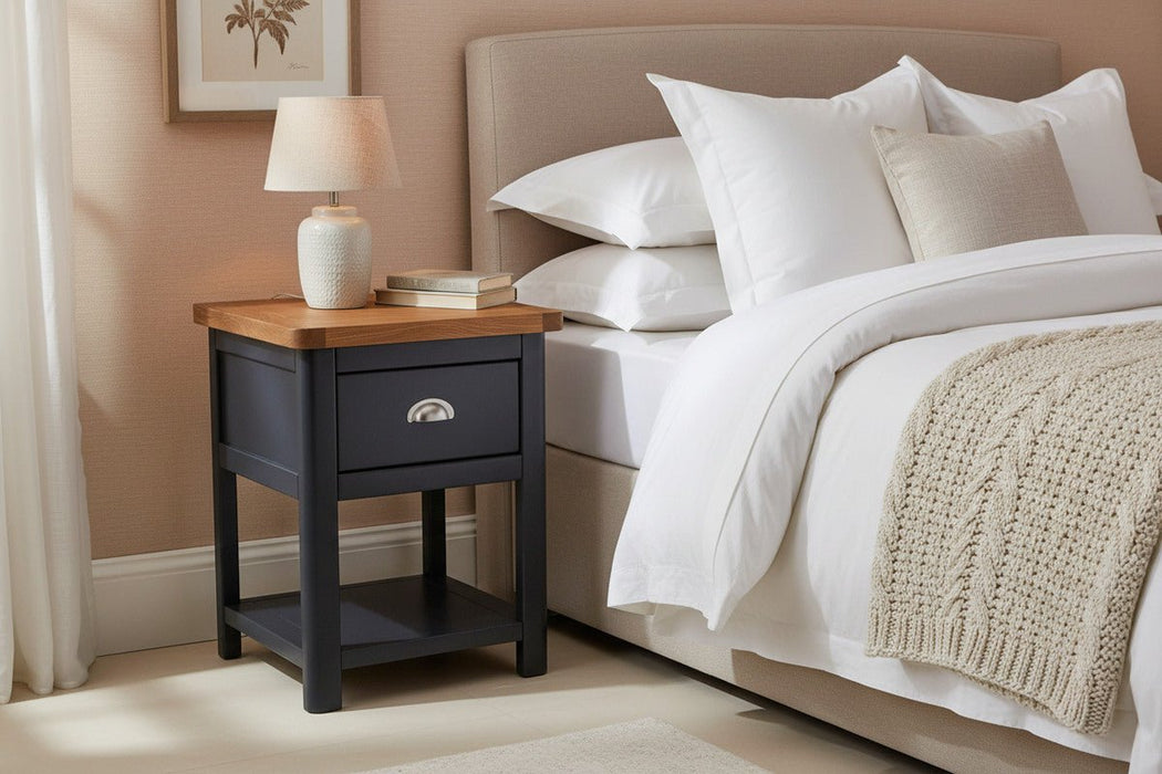 Dunkeld Midnight Blue 1 Drawer Bedside Table - Luminex FurnitureBedside TableDK208