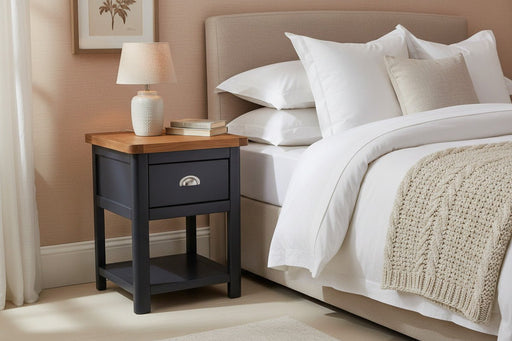 Dunkeld Midnight Blue 1 Drawer Bedside Table - Luminex FurnitureBedside TableDK208