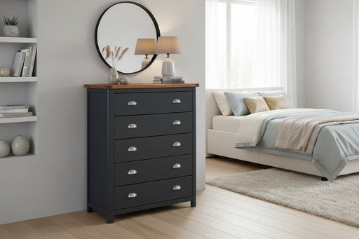 Dunkeld Midnight Blue 5 Drawer Chest of Drawers - Luminex FurnitureChest of DrawersDK215