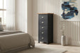 Dunkeld Midnight Blue 5 Drawer Tall Narrow Chest of Drawers - Luminex FurnitureChest of DrawersDK217