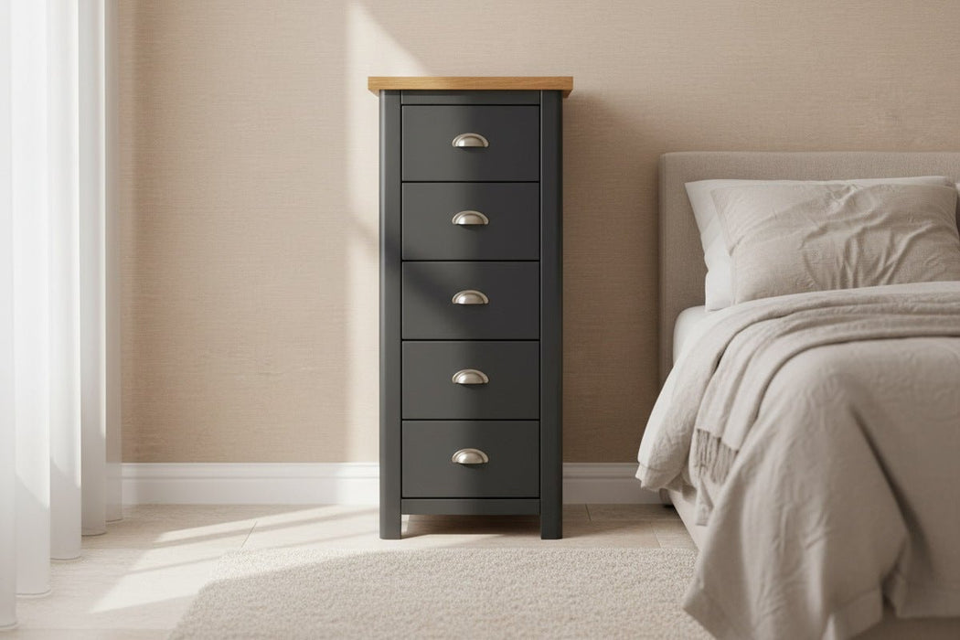Dunkeld Midnight Blue 5 Drawer Tall Narrow Chest of Drawers - Luminex FurnitureChest of DrawersDK217