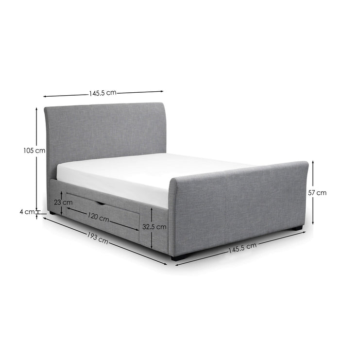 Elara Light Grey with Drawers Bed - Luminex FurnitureFabric BedsCAP001